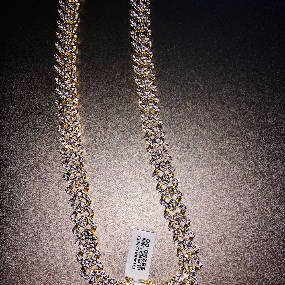 10k gold REAL DIAMOND Cuban link chain FREE posh authenticate service NOT FAKE! - Picture 7 of 12